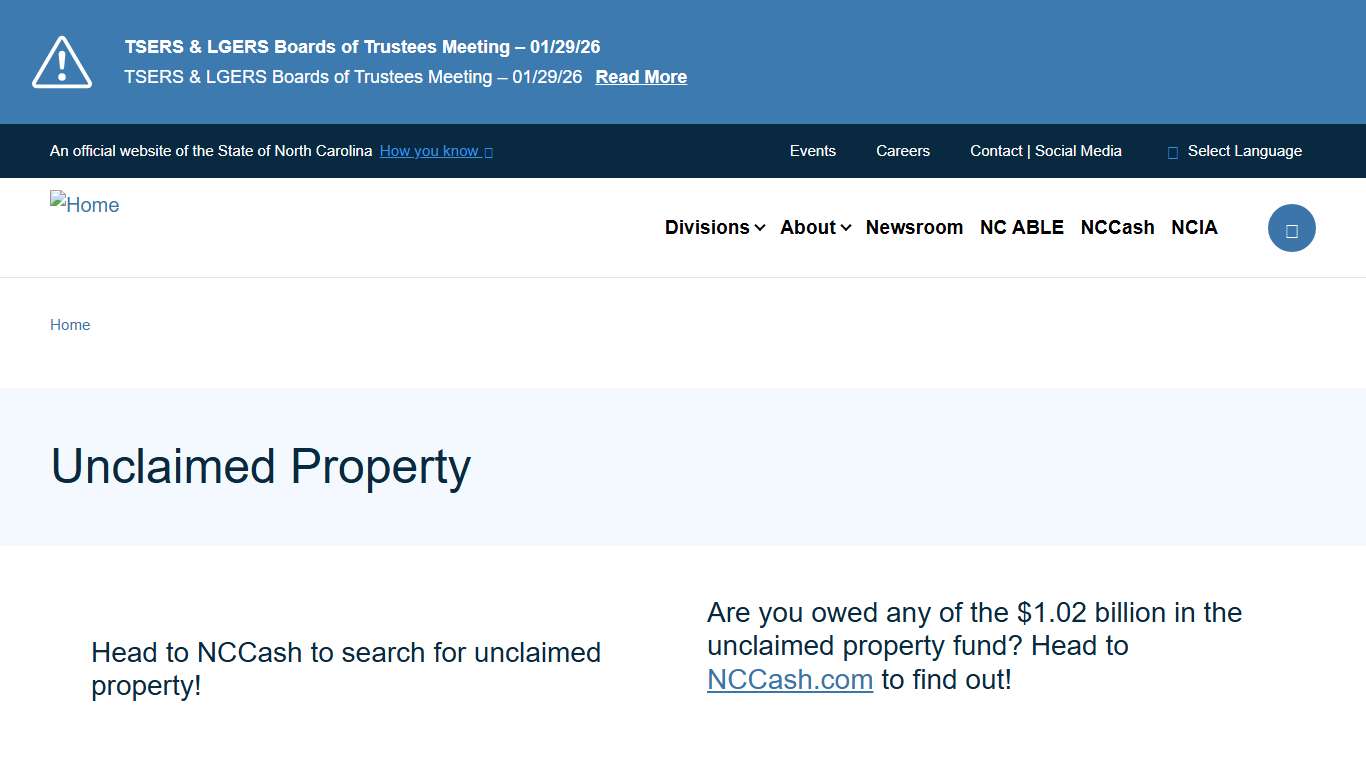 Unclaimed Property NC Treasurer