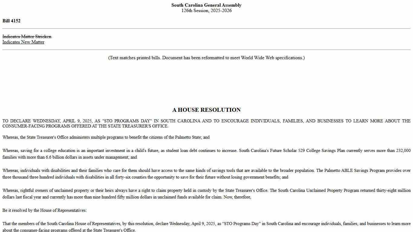 2025-2026 Bill 4152 Text of Previous Version (Mar. 06, 2025) - South Carolina Legislature Online